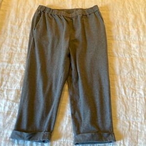 Eileen Fisher Gray Organic Cotton Stretch Jersey Cuffed Pant Small